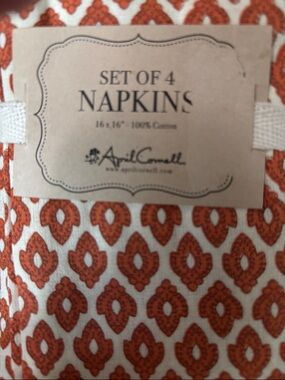 April Cornell Napkins 16”x 16” 100% Cotton, Made in India